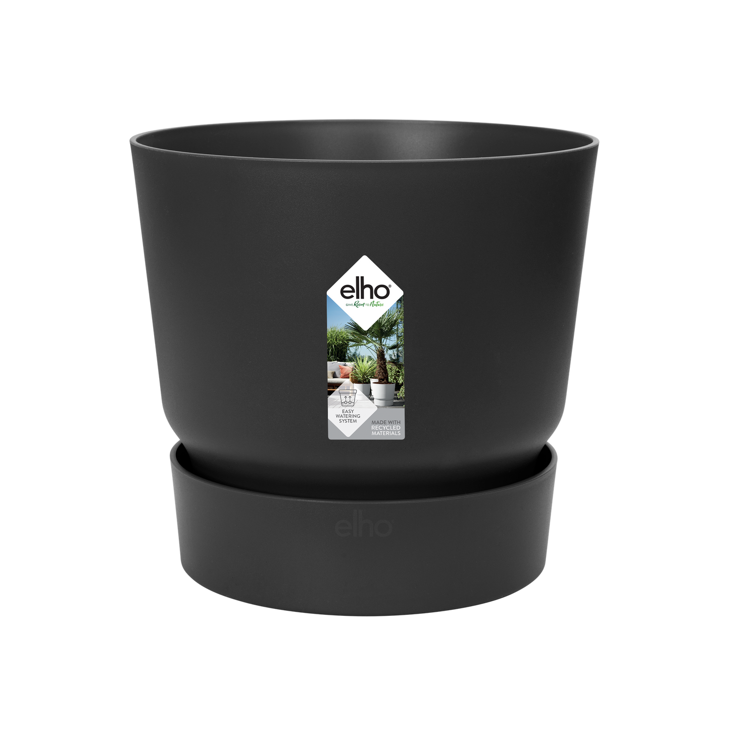 Pot elho Greenville Round Pflanzentopf Schwarz Ø14xH13 cm