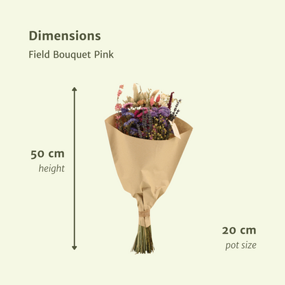 Trockenblumen Feldblumenstrauß Rosa – Ø20cm, ca. 50cm hoch