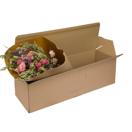 Trockenblumen Bouquet Rosa – 60 cm in Geschenkbox