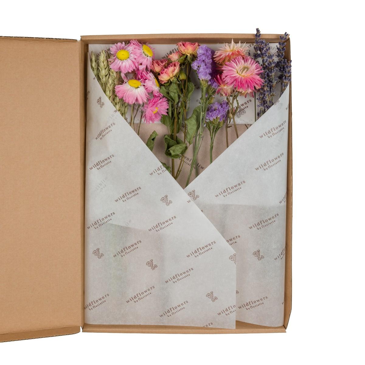 Getrocknete Trockenblumen in Letterbox – Pink, 5 Stück, Ø 30 cm