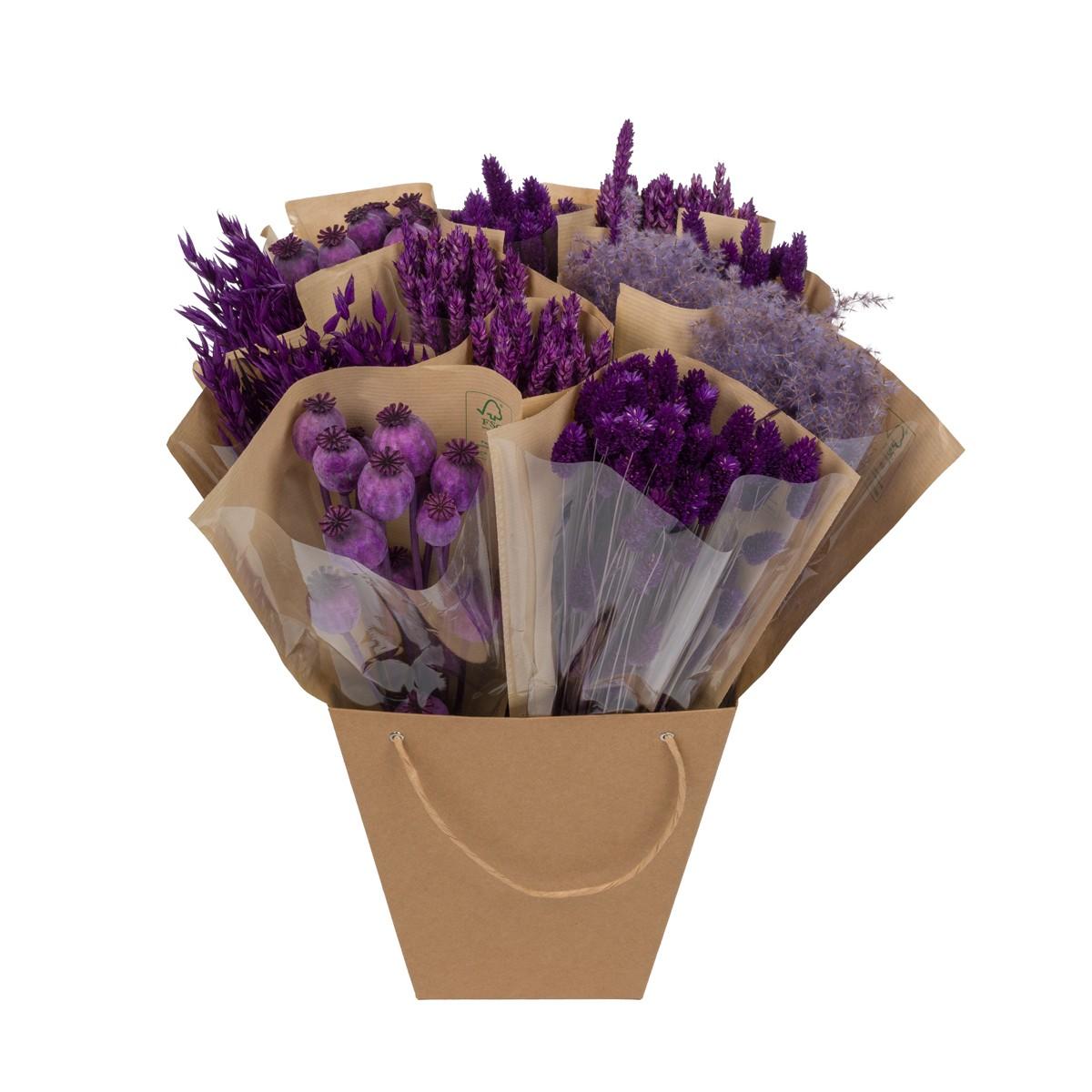 Dried Mono Mix Purple – Trockenblumenmix, 12 Stück, 50 cm