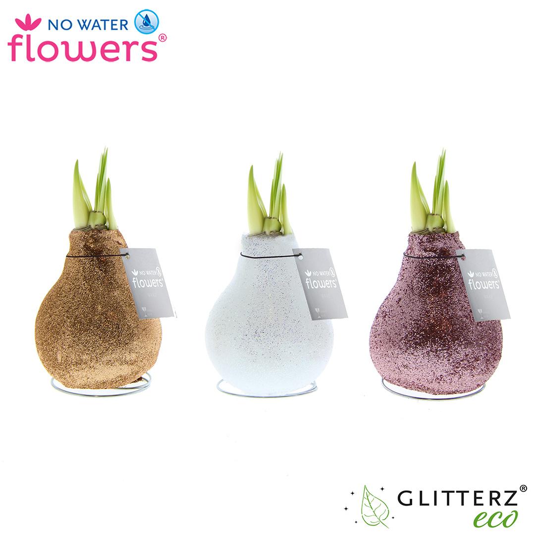 No Water Flowers Glitterz Charm Mix – 3er-Set Ø7 cm