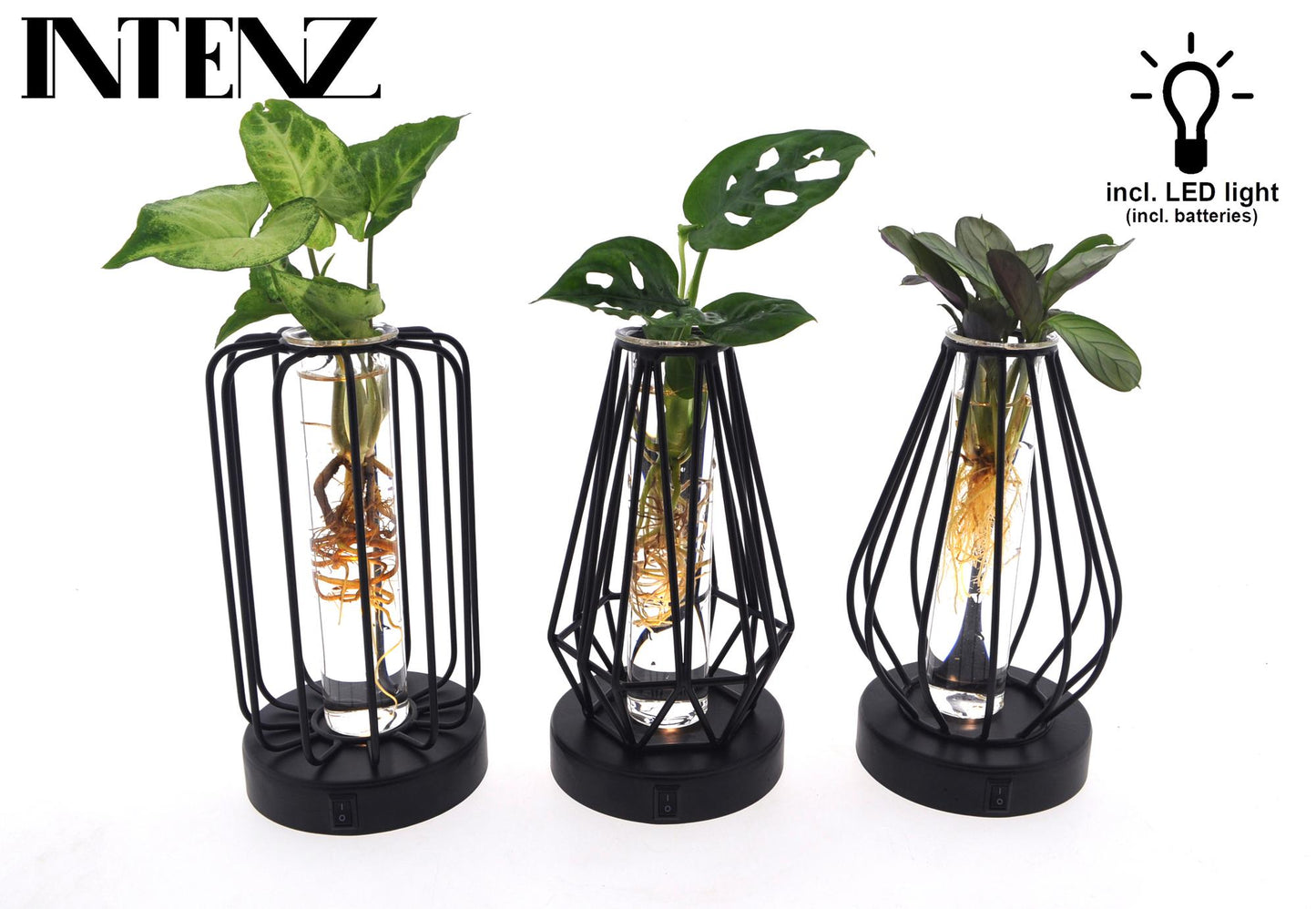 Mix in Turijn Glas mit LED Beleuchtung – 3er Set Ø7 cm, Höhe 20 cm