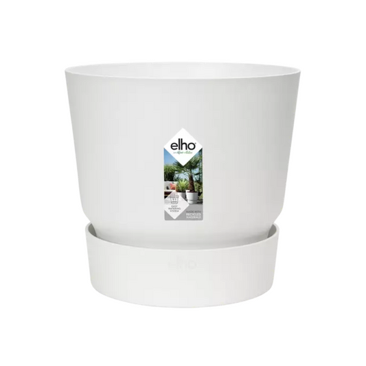 Elho Greenville Round 30 cm Weiß – Moderner Pflanztopf mit Wasserspeicher