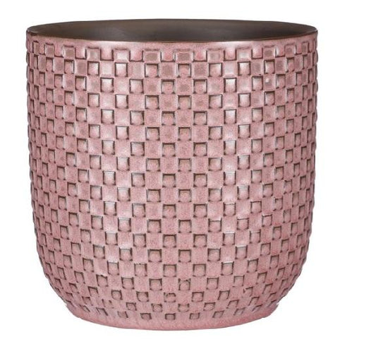 Übertopf Relief Rosa – Moderner Pflanztopf D13,5 cm
