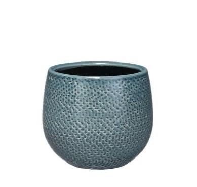 Keramiktopf Gabriel rund blau D14 cm – modern & robust