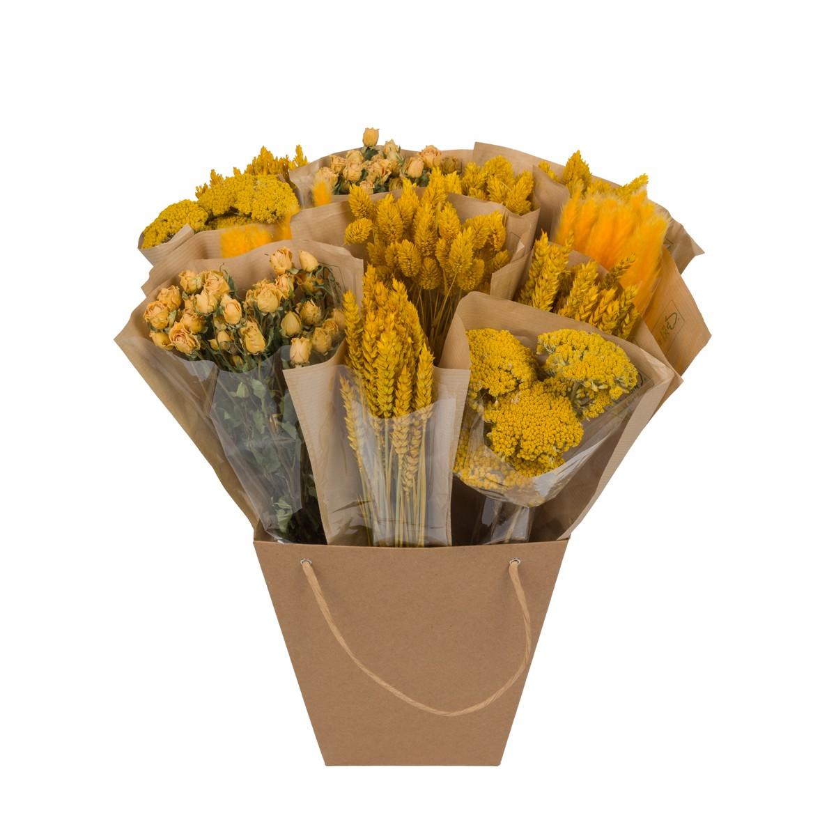 Dried Mono Mix Yellow – 12 Trockenblumen, ca. 50 cm