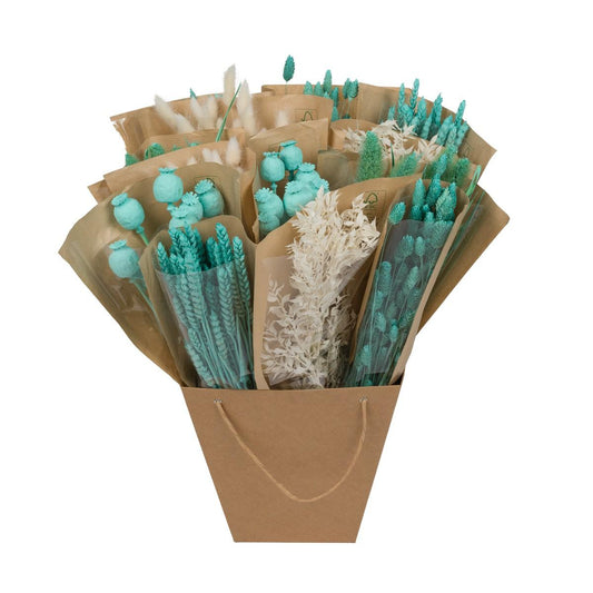 Trockenblumenstrauß Aqua White – 50 cm, pflegeleicht