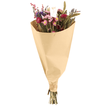 Trockenblumen Feldblumenstrauß Rosa – Ø25cm, 60cm Länge